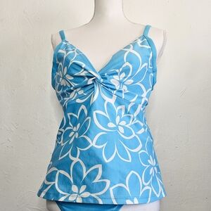**Next By Athena Blue Floral Tankini 2 Piece Swim suit Size Large